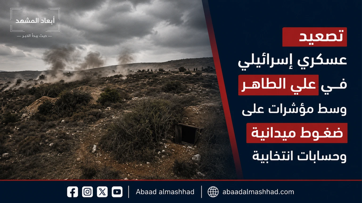 تصعيد عسكري إسرائيلي في علي الطاهر وسط مؤشرات على ضغوط ميدانية وحسابات انتخابية