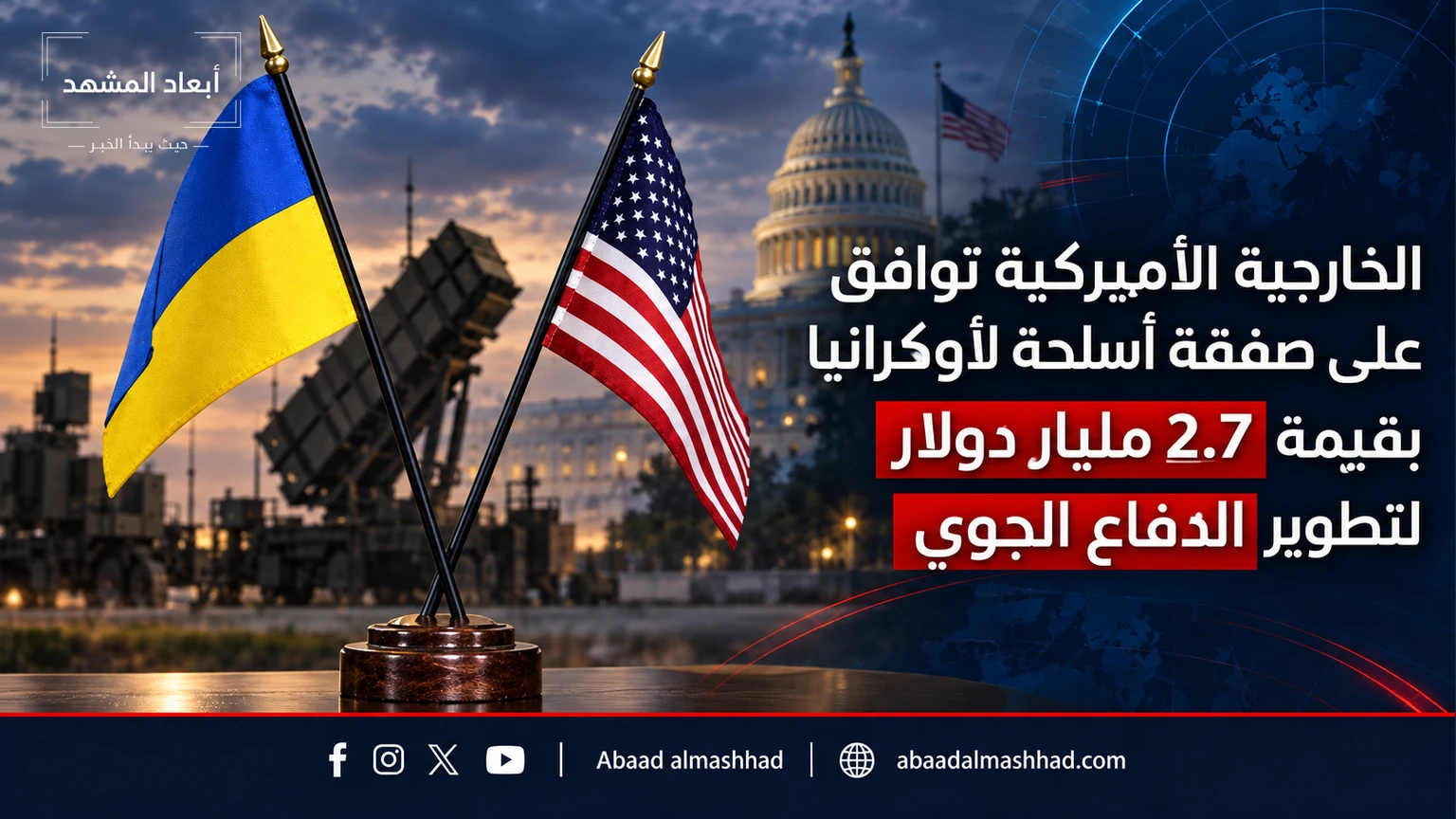 الخارجية الأميركية توافق على صفقة أسلحة لأوكرانيا بقيمة 2.7 مليار دولار لتطوير الدفاع الجوي
