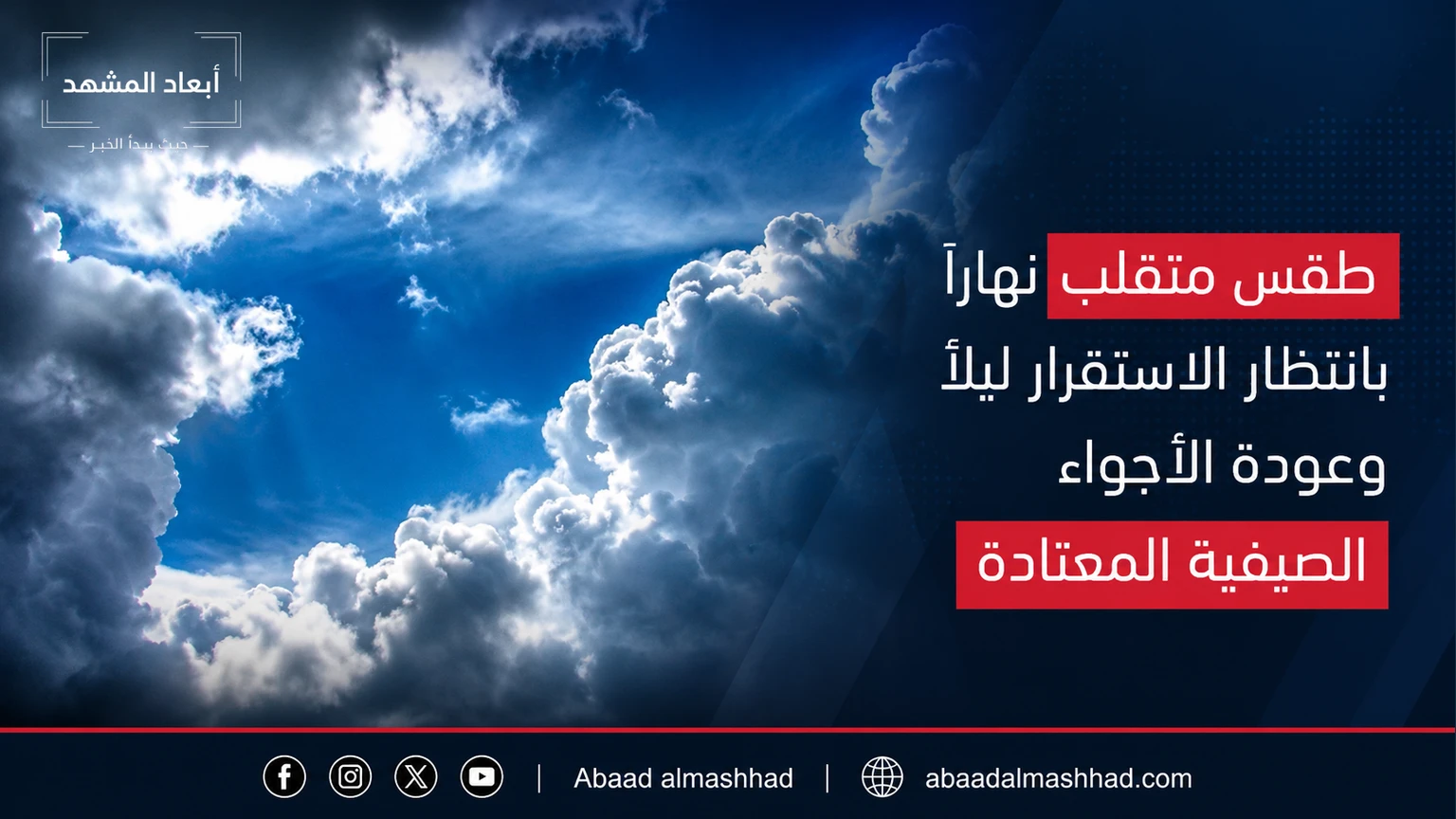 طقس متقلب نهاراً بانتظار الاستقرار ليلاً وعودة الأجواء الصيفية المعتادة