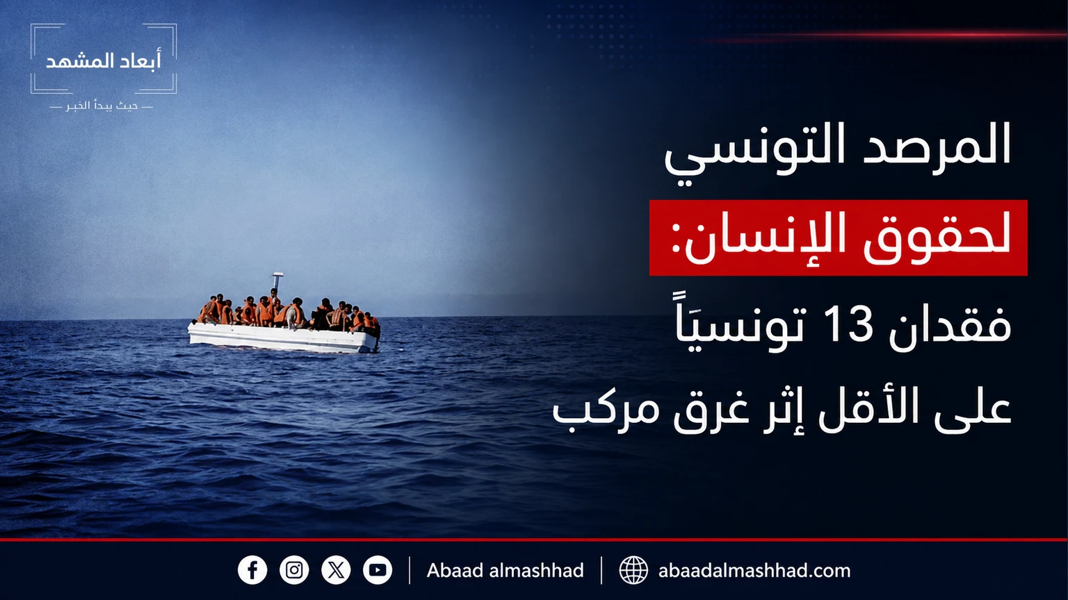 المرصد التونسي لحقوق الإنسان: فقدان 13 تونسياً على الأقل إثر غرق مركب