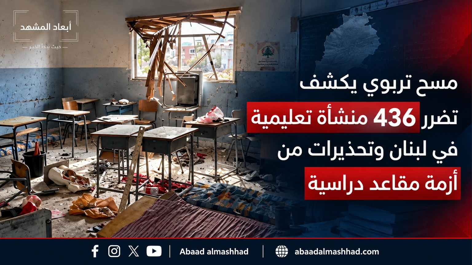 مسح تربوي يكشف تضرر 436 منشأة تعليمية في لبنان وتحذيرات من أزمة مقاعد دراسية